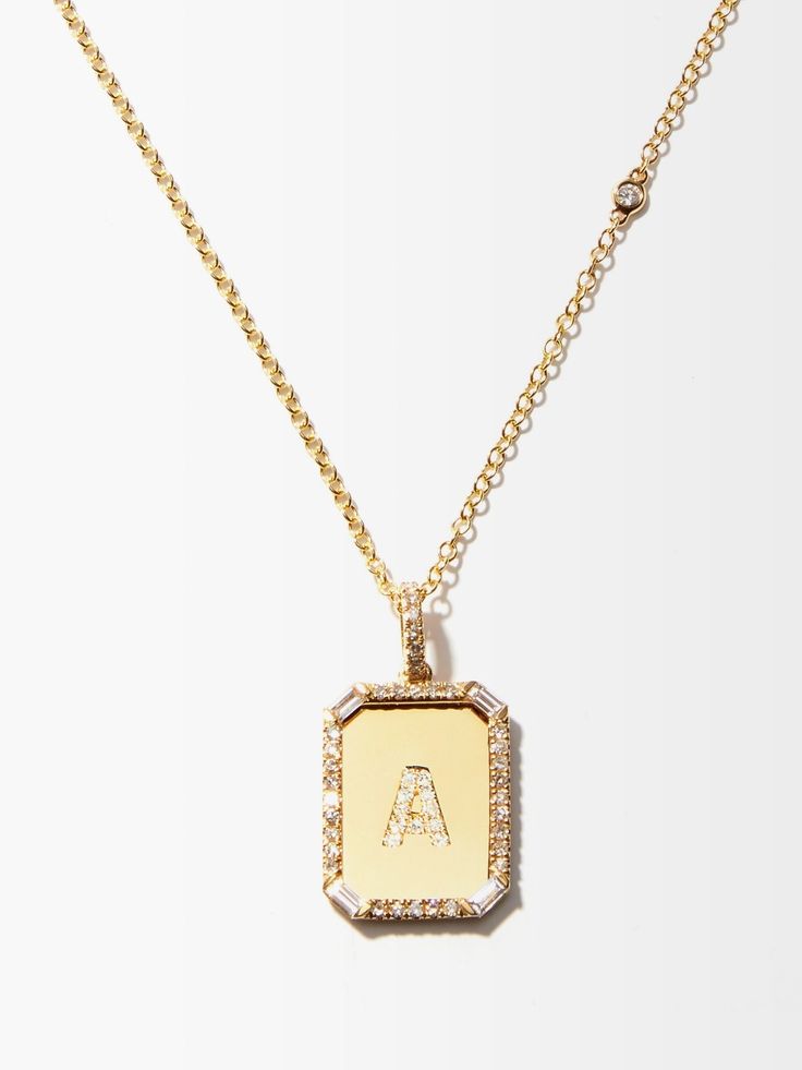 Glimmer 18K Gold Plated Rhinestone Personalized Anti-Tarnish Initial Necklace