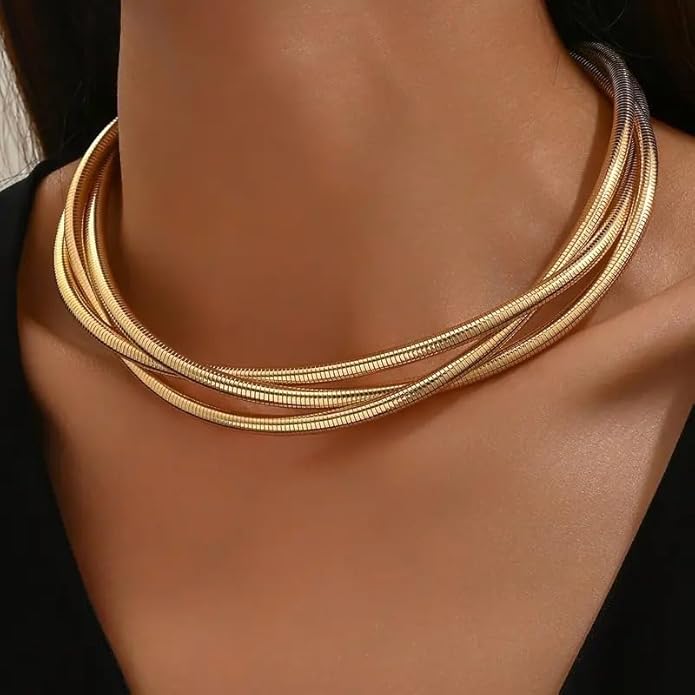 Cobra Three Twist Anti-Tarnish Choker Necklace