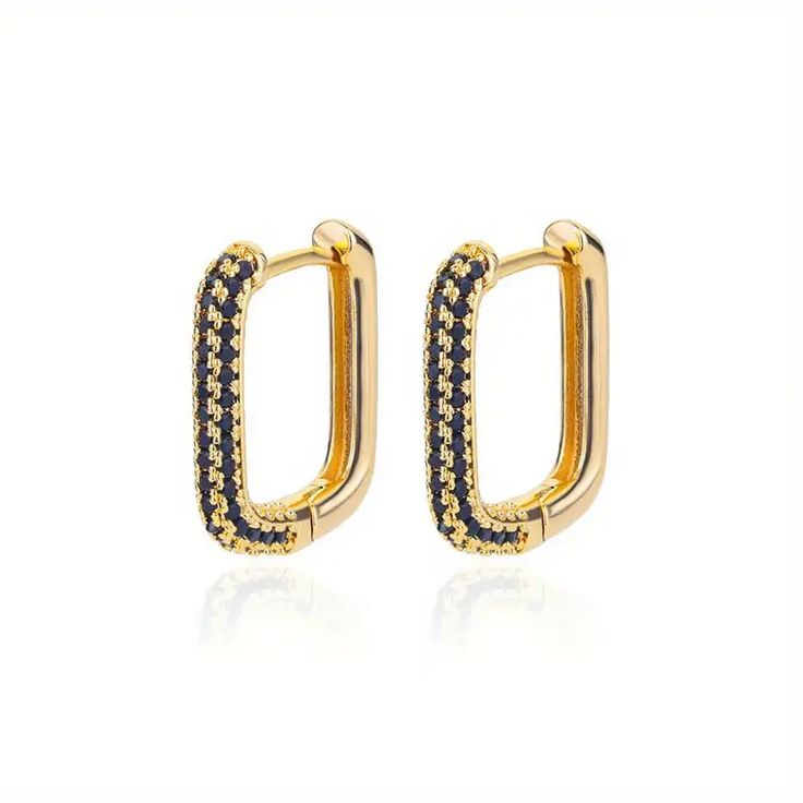 Aura Zirconia Rectangular Hoop Earrings