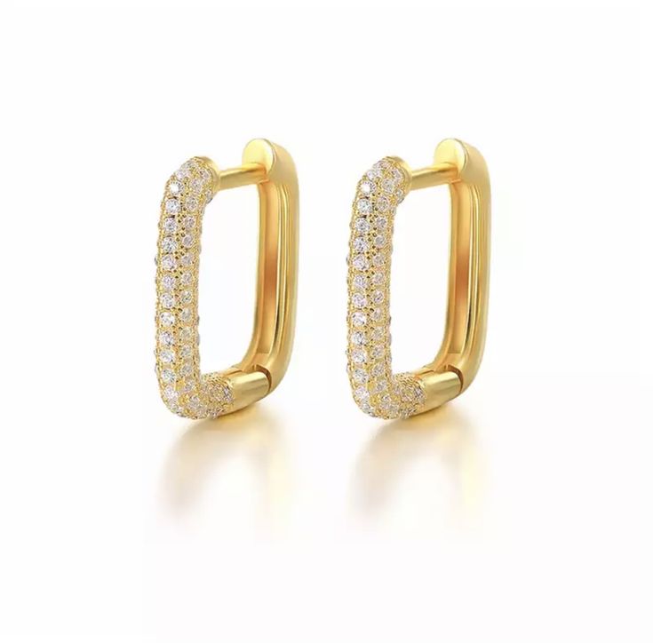 Aura Zirconia Rectangular Hoop Earrings