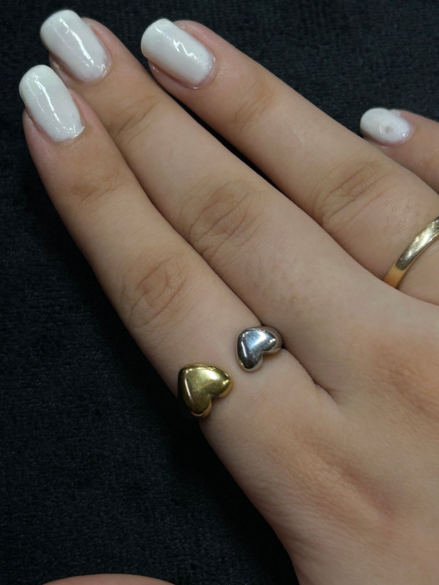 Duo Heart Gold & Silver Ring