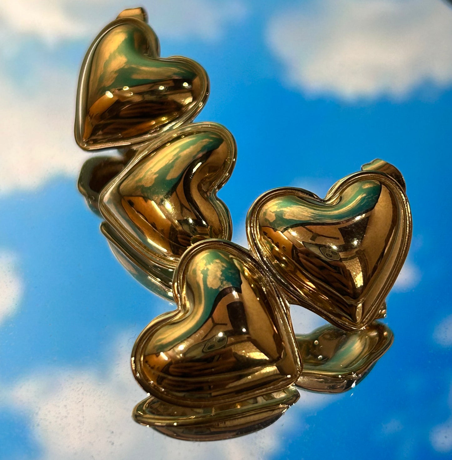 Double Heart Drop Anti-Tarnish Earrings