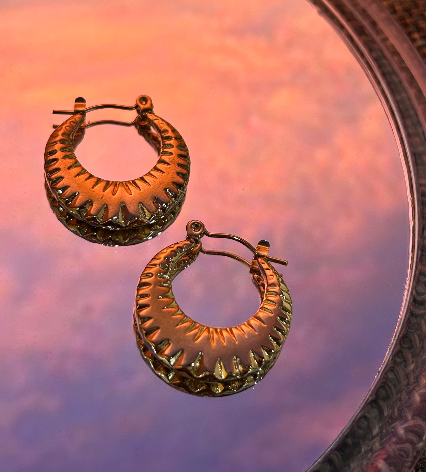 Elysian Glow Textured Round Anti-Tarnish Hoops