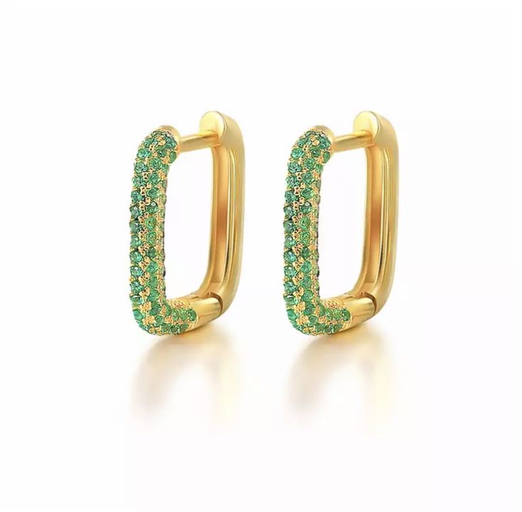 Aura Zirconia Rectangular Hoop Earrings