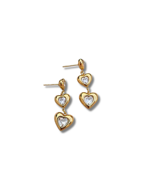 Trio-heart Anti-tarnish Earrings