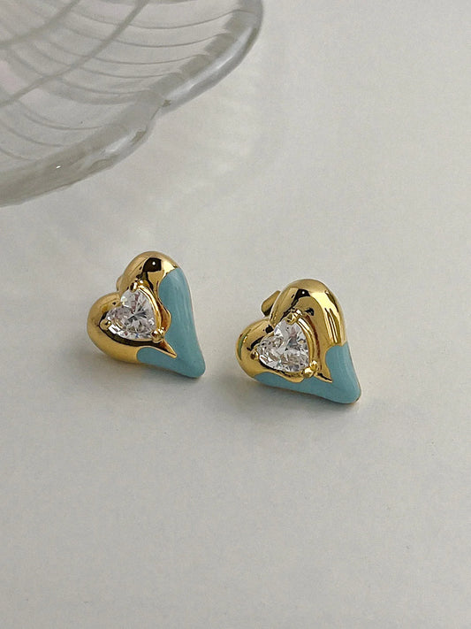 Heart Coloured Stud Earrings