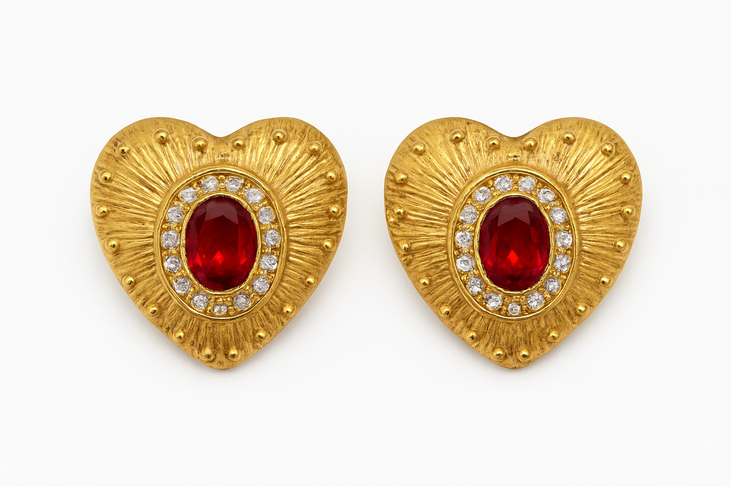 Everlasting Ruby Heart Studs Earrings