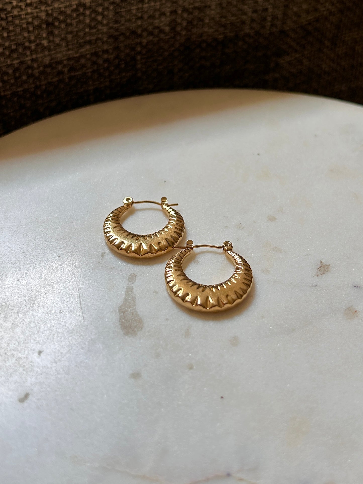Elysian Glow Textured Round Anti-Tarnish Hoops