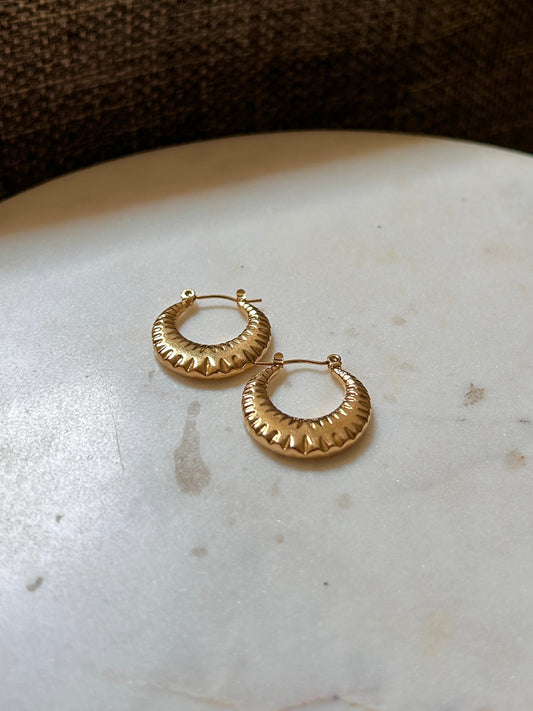 Elysian Glow Textured Round Anti-Tarnish Hoops