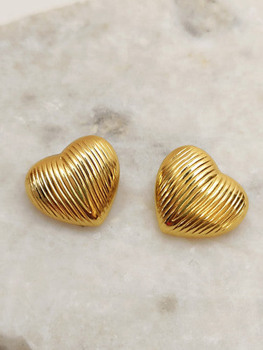 Lustre Heart Anti-tarnish Stud Earrings