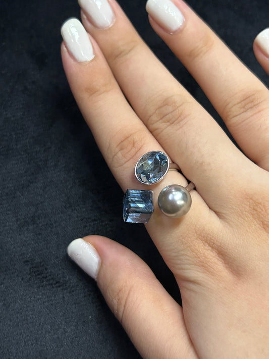 Bluey-Pearl Anti-tarnish Ring