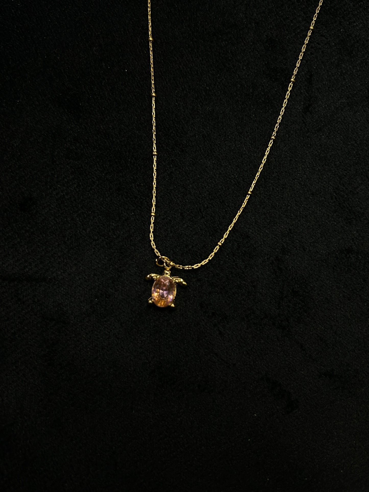 Pink Aura Tortoise Necklace