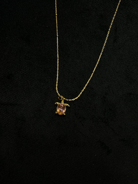Pink Aura Tortoise Necklace