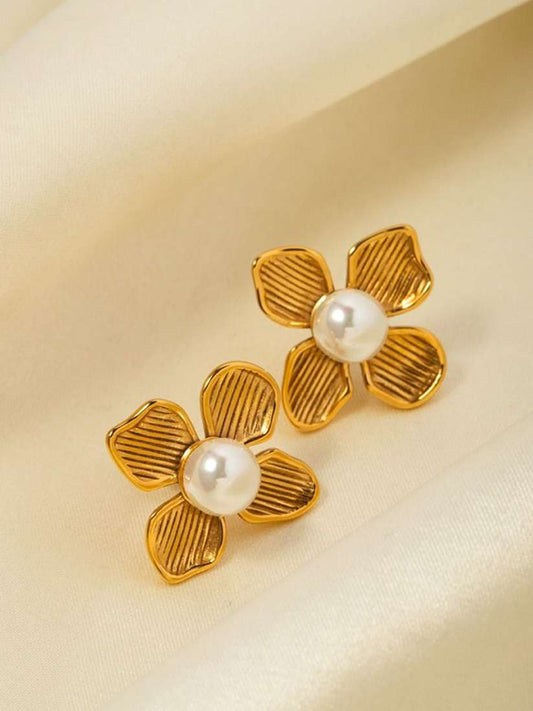 Golden Lily Anti-tarnish Studs Earrings