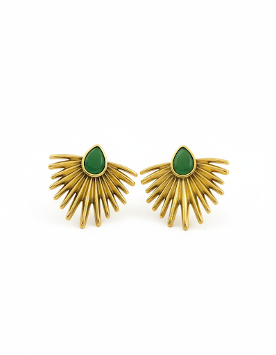 Veridian Sunburst Stud Earrings